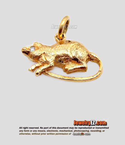 จี้ปีหนู ทองคำ ฝังเพชรแท้