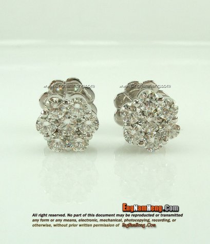 ต่างหูกระจุกเพชรแท้ เตยรูปแบบใหม่ มองเหมือนเพชรเม็ดเดียวค่ะ