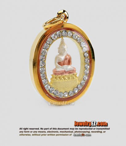 จี้พระประจำวันพฤหัสบดี ปางตรัสรู้ หรือปางสมาธิ ล้อมเพชรสวิส เลี่ยมกรอบทองแท้ 90 เปอร์เซ็นต์ ค่ะ