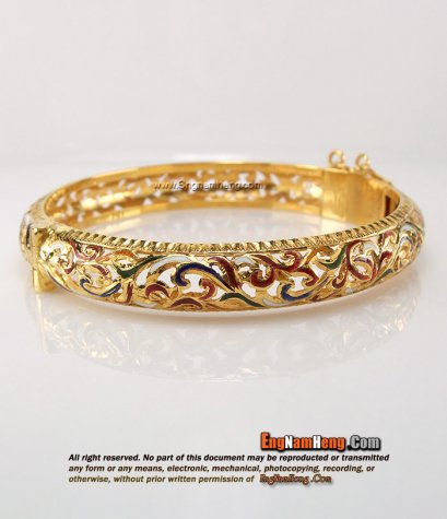 กำไลมือ 90% ฉลุลาย ลงยาโบราณ งานเก่าเก็บ ทองห้างใหญ่ค่ะ ราคากันเอง