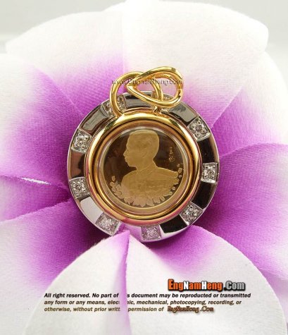 เสด็จพ่อ ร.5 ทองคำ เลี่ยมกรอบทองฝังเพชรแท้ ด้านหลังเป็นหลวงพ่อโสธรค่ะ