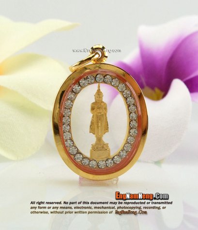 จี้พระประจำวันศุกร์ องค์ทอง ปางรำพึง ล้อมเพชรสวิส เลี่ยมกรอบทองคำแท้ 90 เปอร์เซ็นต์ ค่ะ