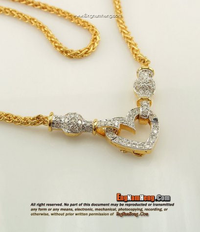 สร้อยคอทอง 96.5% หัวท้ายฝังเพชรแท้ สวยน่ารักค่ะ