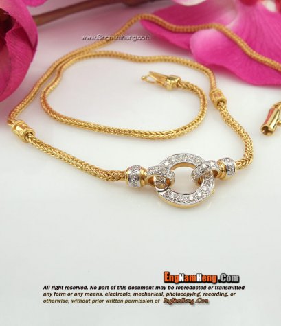 สร้อยคอทอง 96.5% หัวท้ายฝังเพชรแท้ สวยน่ารักค่ะ