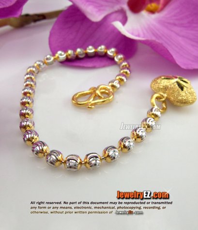 สร้อยแขน เม็ดยินตันแกะลาย ทอง96.5%ห้อยตุ้งติ้งหัวใจสวยน่ารัก