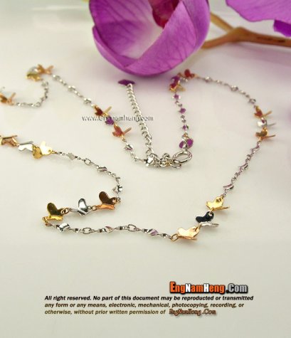 สร้อยคอ 750 Italy (18K) ลายผีเสื้อ 3 ตัวน่ารักมากค่ะ