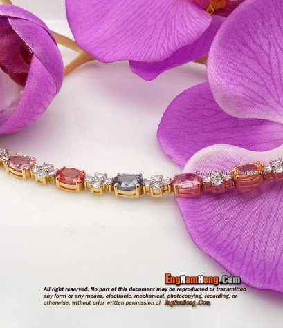 สร้อยแขนพลอยแท้ ประดับเพชรเบลเยี่ยมคัท G-Color/VVS1 สีหวานมากๆๆ สวยค่ะ