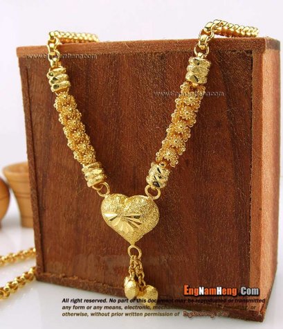สร้อยคอทอง 96.5% น้ำหนัก 1 บาท ห้อยจี้หัวใจและดอกพิกุล งานสวยค่ะ