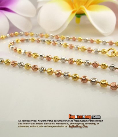 สร้อยคอทอง 96.5% น้ำหนัก 1 บาท เม็ดกลมชุบ 3 สีค่ะ