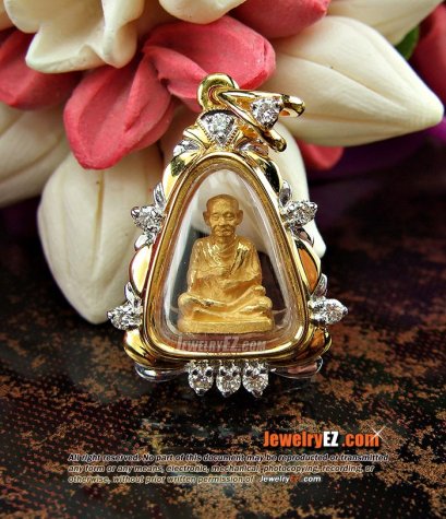 สมเด็จโตเนื้อทองคำ กรอบทองฝังเพชรแท้ ใส่ได้ทุกวันน่ารักค่ะ