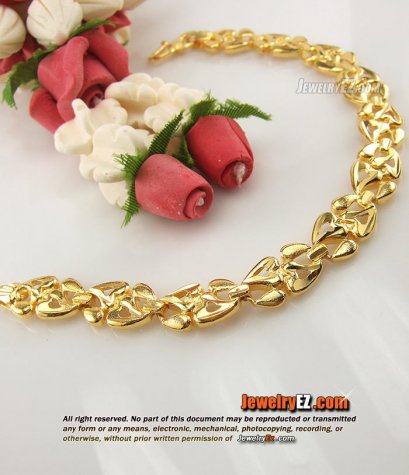 สร้อยแขนทองคำ 99.99 เปอร์เซ็นต์ (24K) ลายหัวใจไขว้ ทองตันทั้งเส้น แข็งแรงน่ารัก