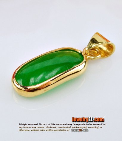 จี้หยกแท้เลี่ยมทองแท้ ขนาดน่ารัก ชิ้นที่2 คนโบราณเชื่อว่าใส่หยกแล้วจะโชคดี