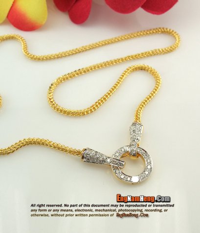 สร้อยคอทอง 96.5% หัวท้ายฝังเพชรแท้ เบลเยี่ยมคัท(2)