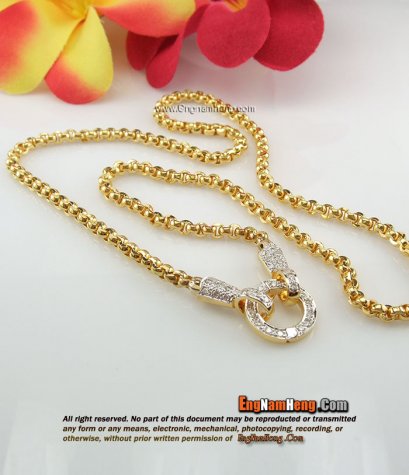 สร้อยคอทอง 96.5% หัวท้ายฝังเพชรแท้ เบลเยี่ยมคัท(3)