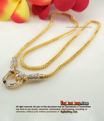 สร้อยคอทอง 96.5% หัวท้ายฝังเพชรแท้ เบลเยี่ยมคัท(4)