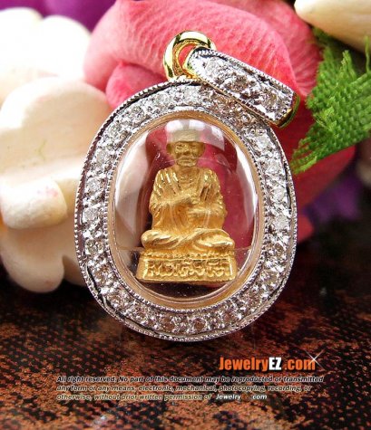 สมเด็จโตเนื้อทองคำ เลียมกรอบทองคำฝังเพชร องค์เล็กน่ารักสุดๆค่ะ