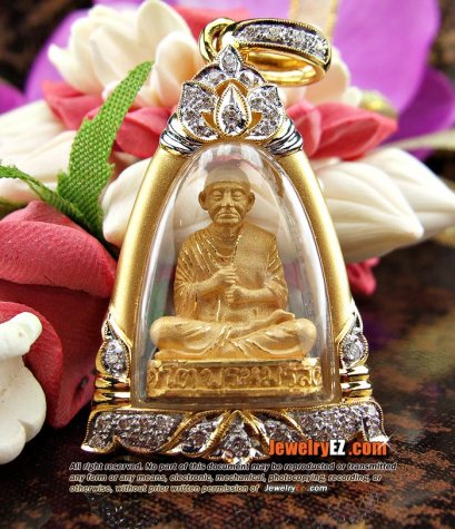 สมเด็จโตเนื้อทองคำ เลี่ยมกรอบทองฝังเพชรเบลเยี่ยม สวยมากๆค่ะ