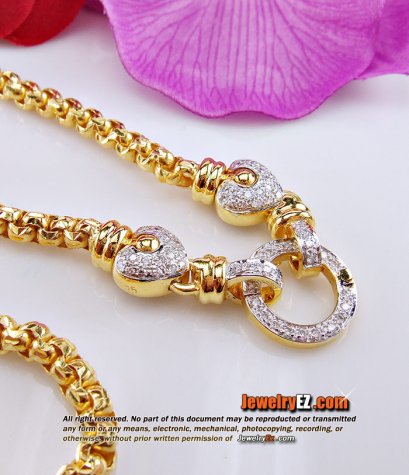 สร้อยคอทอง 999.9% หัวท้ายฝังเพชรแท้เบลเยี่ยมคัท รูปทรงหัวใจ สวยพิเศษสำหรับคนพิเศษมีหนึ่งเดียว