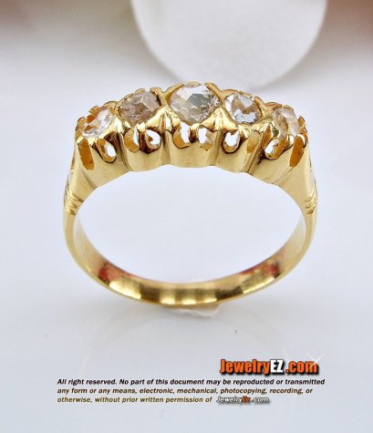 แหวนแถวเพชรซีก ไม่รองซับ ทองโบราณสวยคลาสสิก นิยม