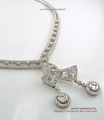 สังวาลย์เพชรเบลเยี่ยมคัท น้ำ98 F-Color/VVS น้ำหนักเพชรรวม 5.50 กะรัต สวยหรูหราอลังการ ใส่ออกงานสวยโดดเด่นค่ะ