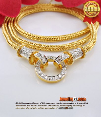 สร้อยคอห่วงเพชร 1.47กะรัต ลายแปดเสาสุโขทัย ทอง96.5 เปอร์เซ็นต์ ใส่ห้อยพระสวยสุดๆค่ะ