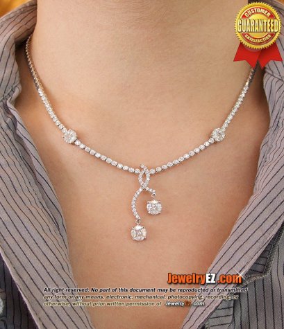 สร้อยคอเพชร เบลเยี่ยมคัท เพชรประกบมาคีค่ะ เพชรขาวจั้ว สวยสุดๆๆ ค่ะ