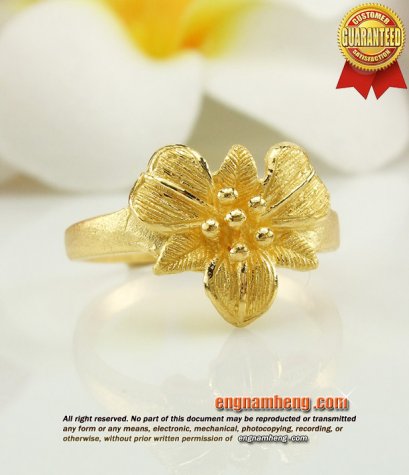 แหวนทองคำแท้ 96.5% น้ำหนัก 1 สลึงลายดอกกล้วยไม้ งานสวยค่ะ (วงที่ 4)