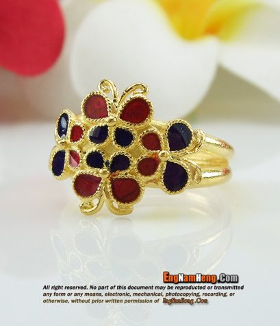 แหวนทองคำแท้ 96.5% น้ัำหนัก 1 สลึง ลงยาลายผีเสื้อสวยน่ารักมากๆ ค่ะ