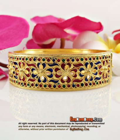 กำไลทอง 96.5% ลงยาสุโขทัยแท้ๆ งานฝีมือมีคุณค่า น่าสะสมค่ะ