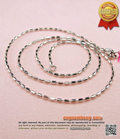 สร้อยคออิตาลี 18K (750) ลายเม็ดยาวตัดเหลี่ยม สีขาวล้วนค่ะ