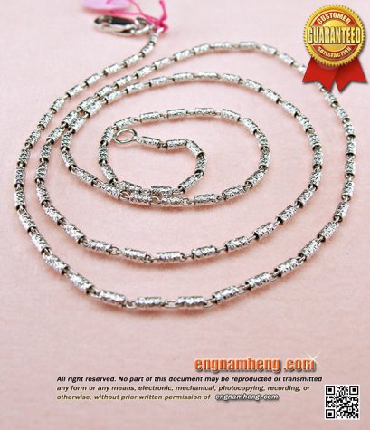 สร้อยคออิตาลี 18K (750) ลายปล้องอ้อยจิกลายสีขาวล้วนค่ะ