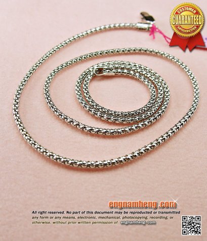 สร้อยคออิตาลี 18K (750) ลายไข่ปลาแกะลาย สีขาวล้วนค่ะ