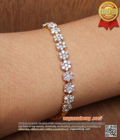 สร้อยแขนเพชรเบลเยี่ยมคัท 1.68 กะรัต เพชรน้ำ98 F-Color/VVS1 ดีไซน์สวยเพชรล้อมเพชร น่ารักมากๆจร้า