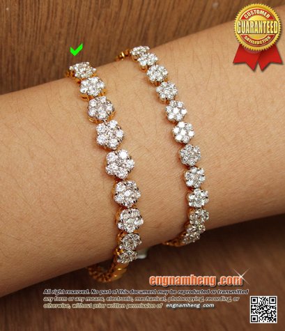 สร้อยแขนเพชรเบลเยี่ยมคัท 2.70 กะรัต เพชรน้ำ98 F-Color/VVS1 ดีไซน์สวยเพชรล้อมเพชรคล้ายดอกไม้ น่ารักมากมายคร่า