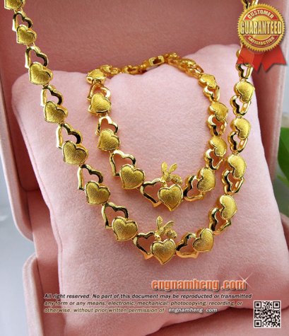 สร้อยคอทอง 96.5% ชุดเชตหัวใจคู่ น่ารักมั๊กมากค่ะ ทันสมัยใส่กิ๊บเก๋สวยสุดๆ ค่ะ