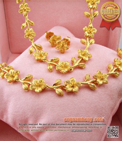 สร้อยคอทอง 96.5% จัดเซตสวยๆค่ะ ลายดอกไม้ละเอียดปราณีต ใส่สวยน่ารักคร้า
