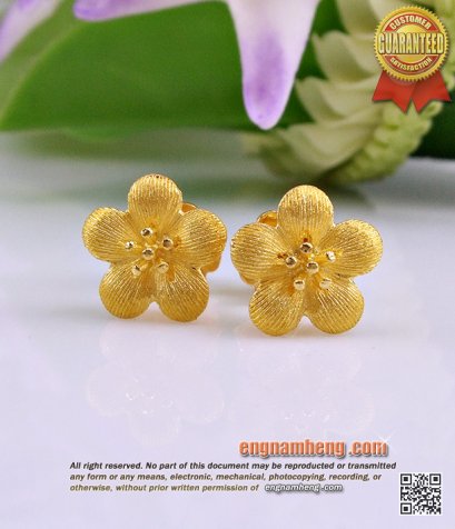 GE013 ต่างหูทอง 96.5% น้ำหนัก 4.00 กรัม ลายดอกไม้ งานสวยละเอียดค่ะ