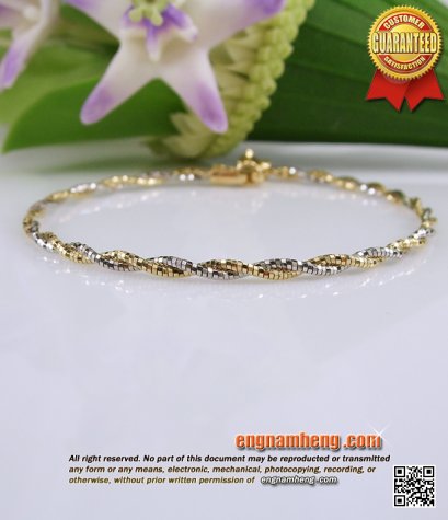 สร้อยแขนทองเคอิตาลี 18K (750) ลายเกลียว 2 สี ใส่สวยน่ารัก ลายเงาวิบวับค่ะ