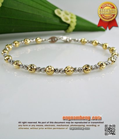 กำไลทองเคอิตาลี 18K (750) ลายเม็ดยินตันแกะลาย 2  สี สวยน่ารักค่ะ