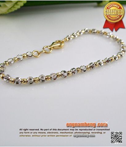 สร้อยแขนทองเคอิตาลี 18K (750) ลายเม็ดยินตันแกะชุบ 2 สีค่ะ