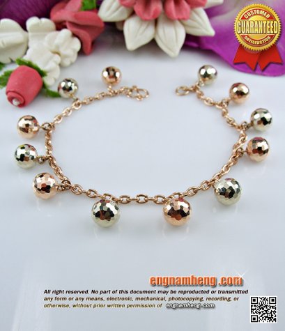 สร้อยแขน Pink Gold ห้อยตุ้งติ้ง ตัดเหลี่ยม เงาวิ้บวับน่ารัก สินค้ามีจำกัดค่ะ