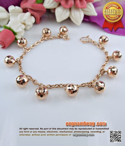 สร้อยแขน Pink Gold ห้อยตุ้งติ้ง ตัดเหลี่ยม เงาวิ้บวับน่ารักสุดๆ สินค้ามีจำกัดค่ะ