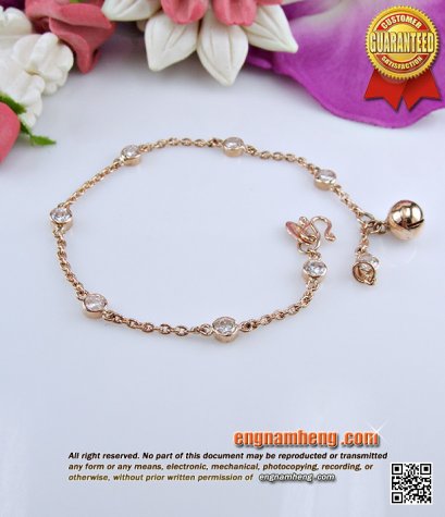 สร้อยแขน Pink Gold ประดับพลอยขาว ดีไซน์เก๋ๆ น่ารักดีค่ะ