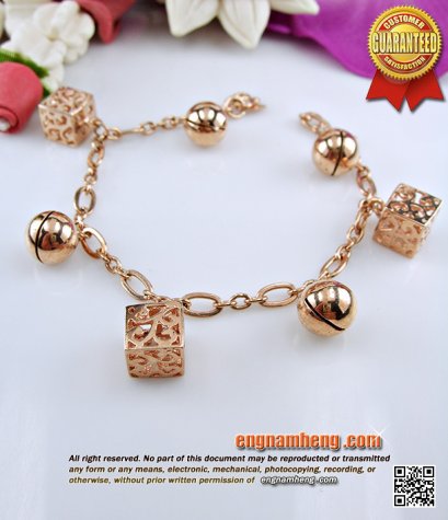 สร้อยแขน Pink Gold ห้อยจี้ กุ๊งกิ๊งเสียงเพราะ ใส่แล้วน่ารักดีค่ะ