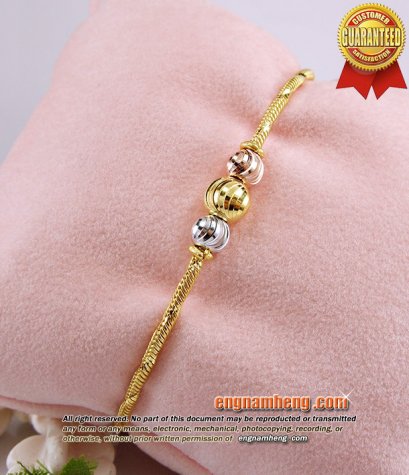 สร้อยแขนทอง 96.5% น้ำหนัก 7.6 กรัม (2 สลึง) ลายไดแอนน่าประคำชุบ 3 สีค่ะ