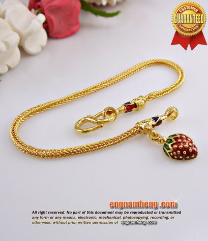 สร้อยแขนทอง 96.5% น้ำหนัก 7.6 กรัม (2 สลึง) ลานสี่เสาห้อยตุ้งติ้งสตอเบอรี่ น่ารักมากๆค่ะ