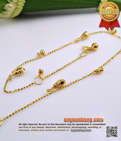สร้อยข้อเท้า ทอง 90% น้ำหนัก 3.29 กรัม ลายยินตันห้อยตุ้งติ้งเม็ดกลม ใส่น่ารักค่ะ