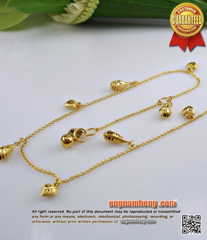 สร้อยข้อเท้า ทอง 90% น้ำหนัก 3.11 กรัม ลายโซ่ตันห้อยตุ้งติ้ง ใส่สวยแข็งแรงค่ะ