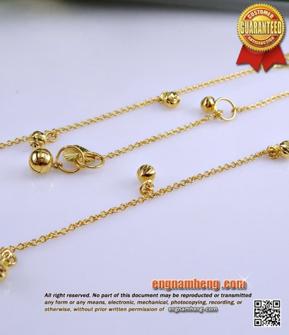 สร้อยข้อเท้า ทอง 90% น้ำหนัก 2.55 กรัม ห้อยตุ้งติ้งเม็ดกลม ใส่สวยน่ารักค่ะ