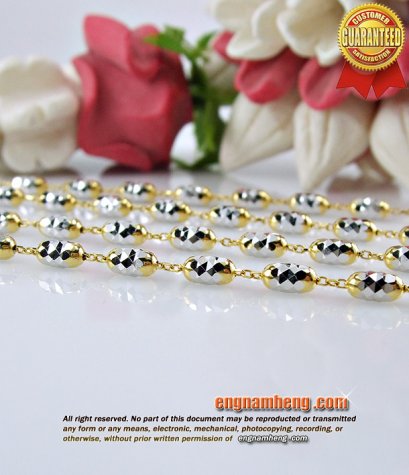 สร้อยคอทองอิตาลี 18K (750) ลายเม็ดแตงตัดเหลี่ยมดิสโก้ 2 สีค่ะ